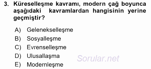 Sosyal Hizmete Giriş 2015 - 2016 Tek Ders Sınavı 3.Soru