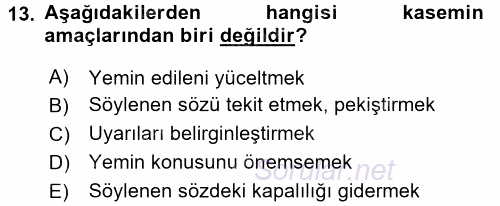 Tefsir Tarihi ve Usulü 2016 - 2017 Dönem Sonu Sınavı 13.Soru