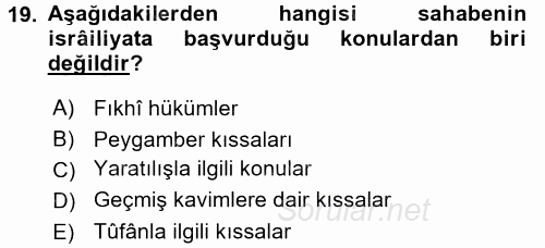 Tefsir Tarihi ve Usulü 2016 - 2017 Dönem Sonu Sınavı 19.Soru