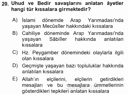 Tefsir Tarihi ve Usulü 2016 - 2017 Dönem Sonu Sınavı 20.Soru