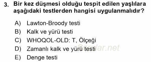 Temel Bakım Hizmetleri 2015 - 2016 Ara Sınavı 3.Soru