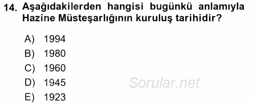 Ekonominin Güncel Sorunları 2015 - 2016 Tek Ders Sınavı 14.Soru