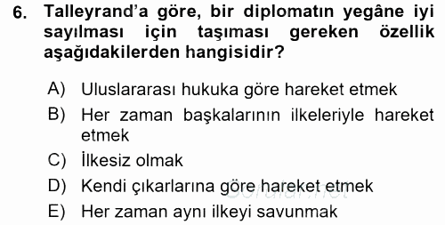 Diplomasi Tarihi 2015 - 2016 Ara Sınavı 6.Soru