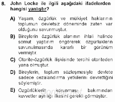 Temel İnsan Hakları Bilgisi 1 2012 - 2013 Ara Sınavı 8.Soru