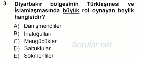 Orta Çağ ve Yeni Çağ Türk Devletleri Tarihi 2012 - 2013 Dönem Sonu Sınavı 3.Soru