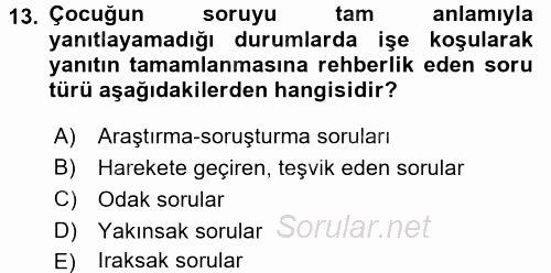 Özel Öğretim Yöntemleri 1 2016 - 2017 Dönem Sonu Sınavı 13.Soru