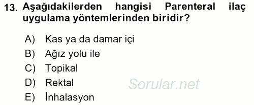 Temel Klinik Bilgisi 2017 - 2018 3 Ders Sınavı 13.Soru