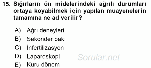 Temel Klinik Bilgisi 2017 - 2018 3 Ders Sınavı 15.Soru