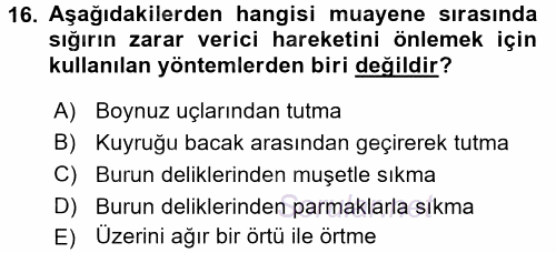 Temel Klinik Bilgisi 2017 - 2018 3 Ders Sınavı 16.Soru