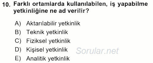 Yönetici Asistanlığı 2017 - 2018 Dönem Sonu Sınavı 10.Soru