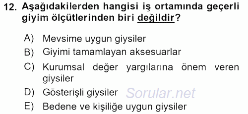 Yönetici Asistanlığı 2017 - 2018 Dönem Sonu Sınavı 12.Soru