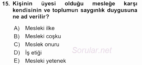 Yönetici Asistanlığı 2017 - 2018 Dönem Sonu Sınavı 15.Soru