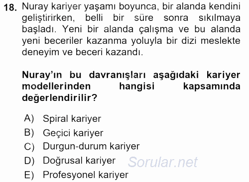 Yönetici Asistanlığı 2017 - 2018 Dönem Sonu Sınavı 18.Soru