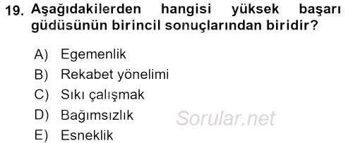 Yönetici Asistanlığı 2017 - 2018 Dönem Sonu Sınavı 19.Soru