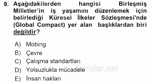 Yönetici Asistanlığı 2017 - 2018 Dönem Sonu Sınavı 9.Soru