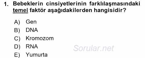 Çocuk Gelişimde Normal Ve Atipik Gelişim 2017 - 2018 3 Ders Sınavı 1.Soru