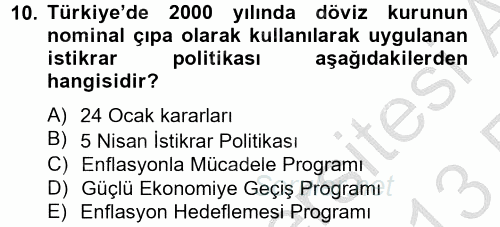 Maliye Politikası 2 2012 - 2013 Ara Sınavı 10.Soru