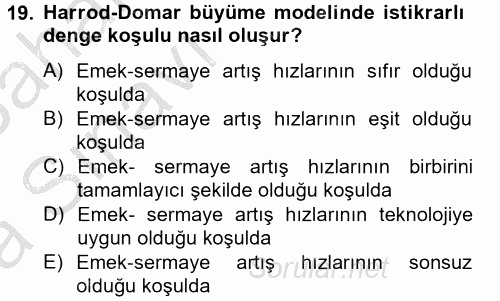 Maliye Politikası 2 2012 - 2013 Ara Sınavı 19.Soru