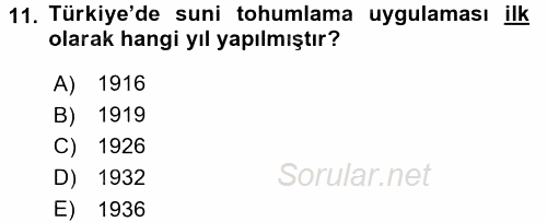 Veteriner Hizmetleri Mevzuatı ve Etik 2017 - 2018 Dönem Sonu Sınavı 11.Soru
