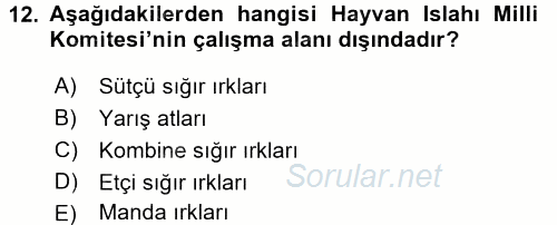 Veteriner Hizmetleri Mevzuatı ve Etik 2017 - 2018 Dönem Sonu Sınavı 12.Soru
