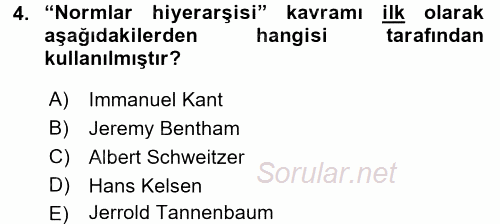 Veteriner Hizmetleri Mevzuatı ve Etik 2017 - 2018 Dönem Sonu Sınavı 4.Soru