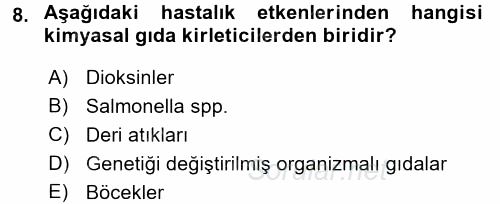 Veteriner Hizmetleri Mevzuatı ve Etik 2017 - 2018 Dönem Sonu Sınavı 8.Soru
