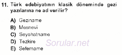 Cumhuriyet Dönemi Türk Nesri 2012 - 2013 Tek Ders Sınavı 11.Soru