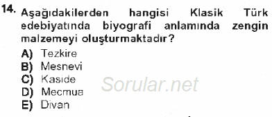 Cumhuriyet Dönemi Türk Nesri 2012 - 2013 Tek Ders Sınavı 14.Soru