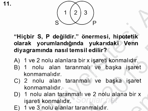 Klasik Mantık 2014 - 2015 Dönem Sonu Sınavı 11.Soru