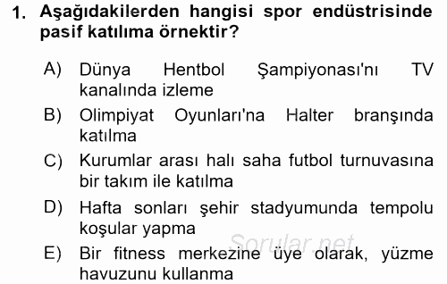 Spor Ekonomisi 2016 - 2017 Ara Sınavı 1.Soru