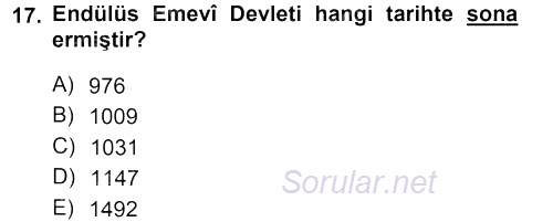 İslam Tarihi ve Medeniyeti 1 2012 - 2013 Dönem Sonu Sınavı 17.Soru