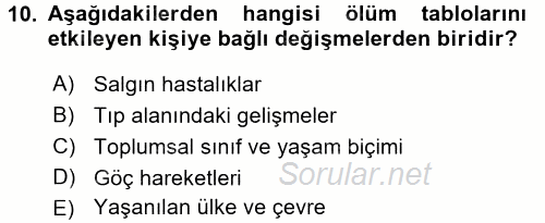 Hayat Sigortaları Ve Bireysel Emeklilik Sistemi 2017 - 2018 3 Ders Sınavı 10.Soru