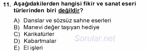 Temel Bilgi Teknolojileri 2 2013 - 2014 Tek Ders Sınavı 11.Soru