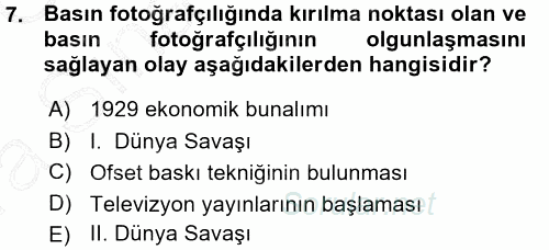 Basın Fotoğrafçılığı 2015 - 2016 Ara Sınavı 7.Soru