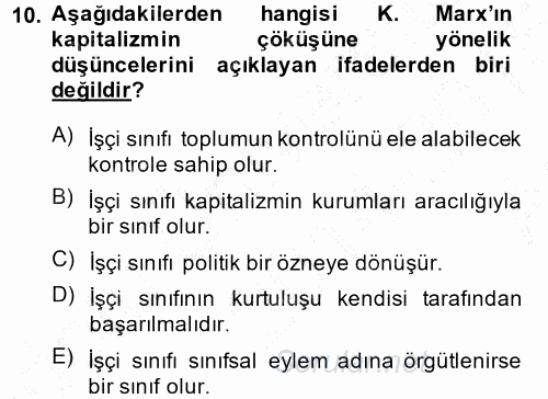 Toplumsal Değişme Kuramları 2014 - 2015 Ara Sınavı 10.Soru