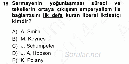 Toplumsal Değişme Kuramları 2014 - 2015 Ara Sınavı 18.Soru