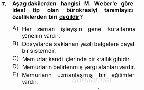 Toplumsal Değişme Kuramları 2014 - 2015 Ara Sınavı 7.Soru