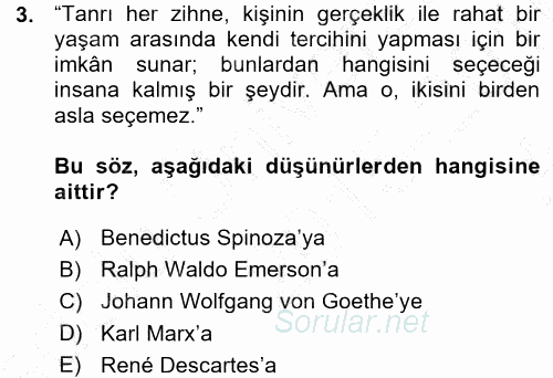 Felsefe 2015 - 2016 Ara Sınavı 3.Soru