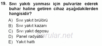 Sanayide Enerji Ekonomisi 2013 - 2014 Tek Ders Sınavı 19.Soru