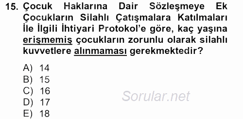 Sosyal Hizmet Mevzuatı 2012 - 2013 Ara Sınavı 15.Soru