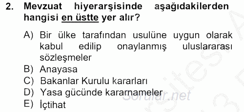 Sosyal Hizmet Mevzuatı 2012 - 2013 Ara Sınavı 2.Soru