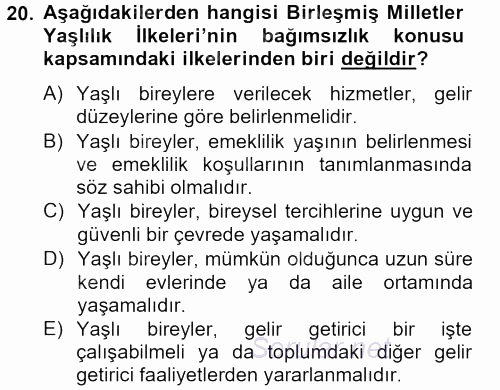 Sosyal Hizmet Mevzuatı 2012 - 2013 Ara Sınavı 20.Soru