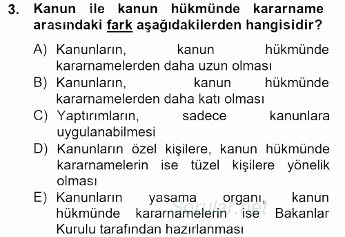 Sosyal Hizmet Mevzuatı 2012 - 2013 Ara Sınavı 3.Soru