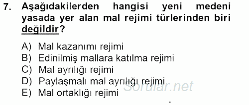 Sosyal Hizmet Mevzuatı 2012 - 2013 Ara Sınavı 7.Soru