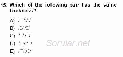 Türkçe Ses Ve Biçim Bilgisi 2013 - 2014 Ara Sınavı 15.Soru