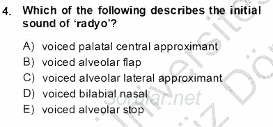 Türkçe Ses Ve Biçim Bilgisi 2013 - 2014 Ara Sınavı 4.Soru