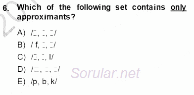 Türkçe Ses Ve Biçim Bilgisi 2013 - 2014 Ara Sınavı 6.Soru