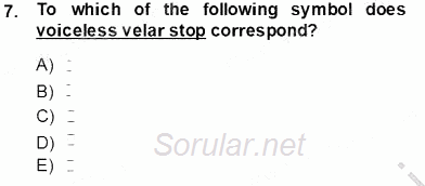 Türkçe Ses Ve Biçim Bilgisi 2013 - 2014 Ara Sınavı 7.Soru