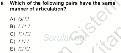 Türkçe Ses Ve Biçim Bilgisi 2013 - 2014 Ara Sınavı 8.Soru