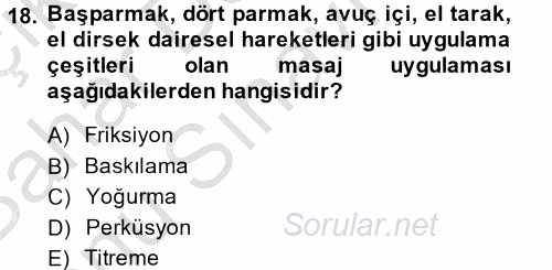 Termal ve Spa Hizmetleri 2014 - 2015 Dönem Sonu Sınavı 18.Soru
